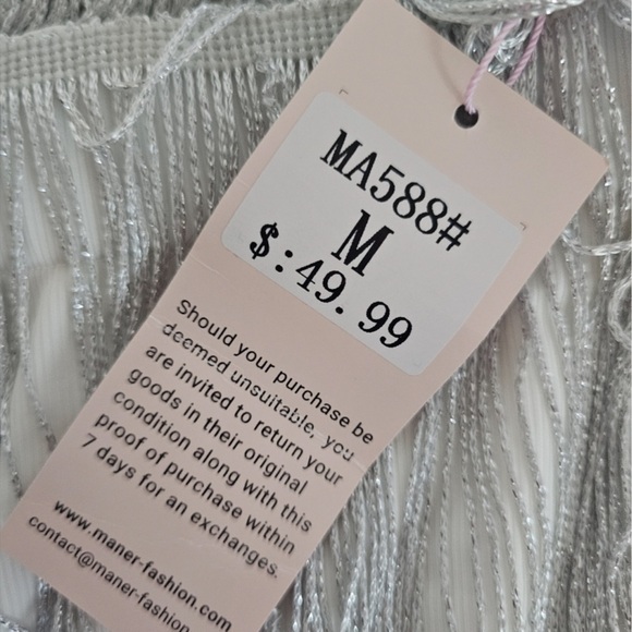 Women’s Sparkling Fringe Skirt New With Tags White Medium - Picture 5 of 7